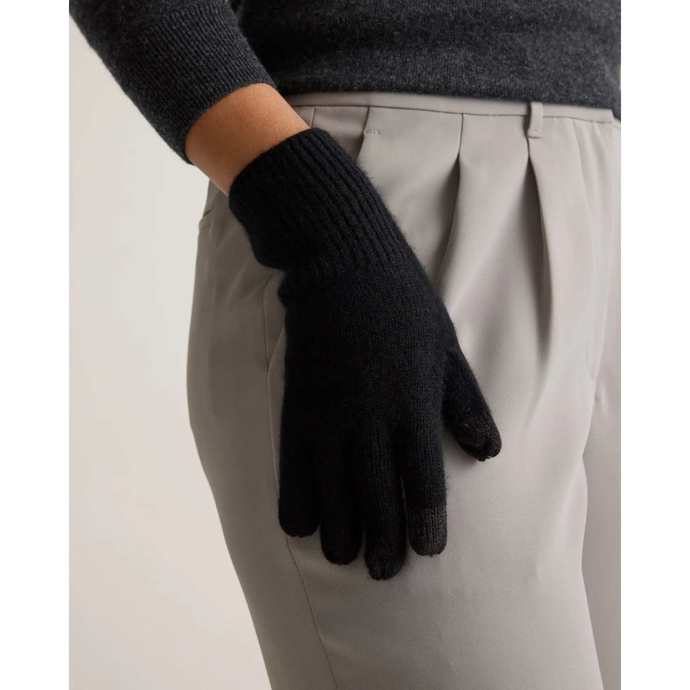Quince Mongolian Cashmere Gloves Black Knit One Size NWT